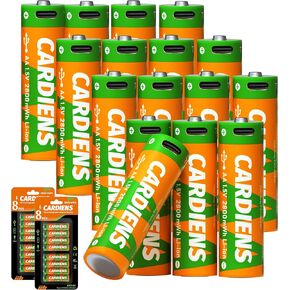 Rechargeable AA Batteries USB 2800mWh Rechargeable Lithium AA Batteries 1.5V Double A Battery with 4-in-1 USB-C Charging Cable and LED Charge Indicator, 8-Pack