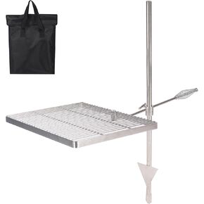 REDCAMP Folding Stainless Swivel Campfire Grill Grate, Portable Fire Pit Grill Grate Over Fire Pit, Heavy Duty Steel Grate & Camp Fire Rack with Carrying Bag for Outdoor Camping Cooking