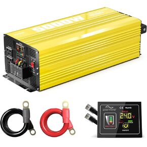 XWJNE 2000W Pure GENT WAVE REAVERTER 24V DC إلى 120V AC محول AC مع عرض LED ووحدة تحكم عن بُعد للمنزل ، RV ، شاحنة ، طاقة شمسية خارج الشبكة