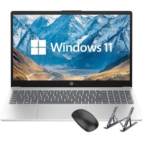HP 15.6 inch Laptop, Intel i5 Processor Up to 4.4 GHz, 32GB RAM, 1TB SSD, HD Touch Screen, Intel Iris Xe Graphics, Windows 11 Home, Webcam, Wi-Fi, Bluetooth, Natural Silver, Alpacatec Accessories