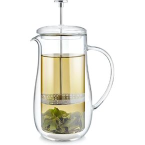 Teabloom Insulated Double-Walled Glass French Press – 100% Plastic-Free Tea & Coffee Press for Pure, Rich Flavor | 34 oz Precision Brewer | Connoisseur's Choice
