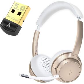 Avantree DG45 & AH6B, Bundle - USB Bluetooth 5.0 Adapter for Windows PC with Data Transfer, Enable Wireless Devices & Wireless Headphones, Detachable Mic, 22 Hrs Playtime, Soft Padding, Lightweight