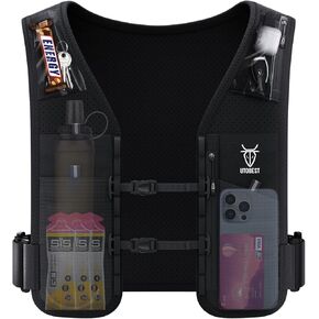 UTOBEST Running Vest for Women Men, Reflective Hydration Vest,5L Phone Holder with Adjustable Belt & Ample Storage Black only Vest