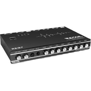 Recoil RE-Q7 7 Band 1/2 DIN Pre-Amp Car Audio Parametric Graphic Equalizer with RCA & Auxiliary Inputs, High Level Inputs, High Voltage RCA Outputs