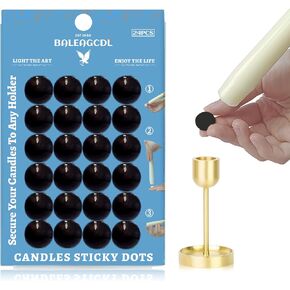 Taper Candle Sticky Dots - White Wax Candle Adhesive Dots - Unscented Cire Adhesive for Secure Candle Placement - Easy Clean and Traceless Adhesive for DIY Projects - Pack of 96