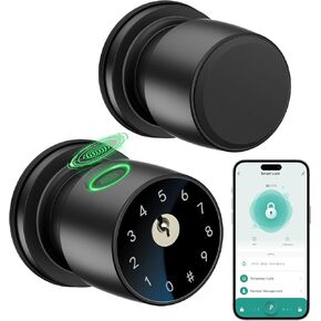 IRONZON Fingerprint Door Knob with Tuya Gateway 2.4G Fingerprint Door Lock Biometric Door Lock with App Control for Apartment Office and Garages