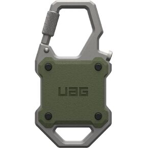 URBAN ARMOR GEAR UAG Designed for AirTag Case with Built-in Bottle Opener Monarch - Hard Shell Lock Case AirTag Holder with Durable Locking Carabiner for Keys, Luggage & Bags, Olive Drab/Silver