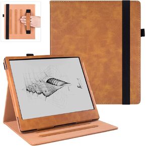 BOZHUORUI Stand Case for 10.3" Boox Note Air4 C (2024)/Boox Note Air3 C/Note Air3 B/W Tablet (2023) - Premium PU Leather Protective Sleeve Cover with Hand Strap/Auto Sleep/Wake (Rock Black)