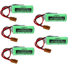 (حزمة من 5) 2500 مللي أمبير في كل من Sanyo CR17450SE-R 3V Lithium Battery for Fanuc A98L-0031-0012 CNC System