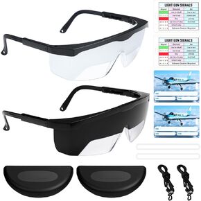2 Set IFR Aviation Flight Training Glasses IFR Goggles View Limiting Device Adjustable Temples Goggles Instrument with Luggage Tag Box PVC Lanyard and Storage Bag for Pilot Training