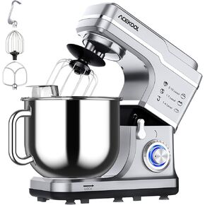 Stand Mixer 7.5QT 10-Speed 660W Tilt-Head Kitchen Electric Food Cake Mixer with Stainless Steel Bowl, Whisk, Dough Hook, Beater & Splash Guard, Silver