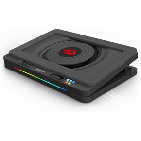 Redragon GCP512 Laptop Cooling Pad with 5.9" Fan, Rapid Cooling for 15-17 Inch Laptops, Variable Speed Control, 4 Adjustable Heights, RGB Quiet Cooling Pad with Phone Stand