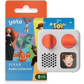 Yoto Mini (2024 Edition) + Disney Pixar Bundle – Kids Screen-Free Bluetooth Audio Player, All-in-1 Travel Device for Stories Music Podcast Radio White Noise Ok-to-Wake Alarm Clock