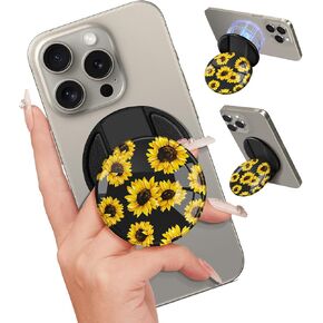 Phone Grip Compatible with Magsafe - Magnetic Phone Grip Stand Cute Sun Moon Finger Grip Kickstand Ring Holder Women Girls Compatible with Magsafe Accessories for iPhone 16/15/14/13/12 Series
