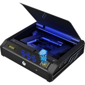 Gun Safe for Pistols – Secure Handgun Lock Box with Fingerprint, Digital PIN, and Key Access | Biometric Gun Safe for Bedroom, Nightstand, Car, and Home Use