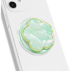Mother of Pearl Daisy Floral Phone Grip & Stand - Elegant Adhesive & Magsafe Compatible Phone Holder for Secure Grip and Hands-Free Viewing (Black Fresh Water, Magnetic)