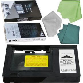 Cassette Adapter for Camcorders SVHS VHS-C to VHS – Ideal for VCR Player, VHS Tapes, Video Cassette Player and VHS to Digital Converting with 3 Pcs Lens Clean Cloth