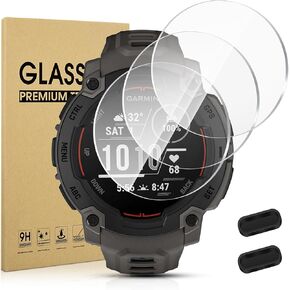Suoman 3-pack for Garmin instinct 3 45mm AMOLED/Solar Screen Protector, Charger Port + [Anti Scratch] 9H Tempered Glass Protective Film