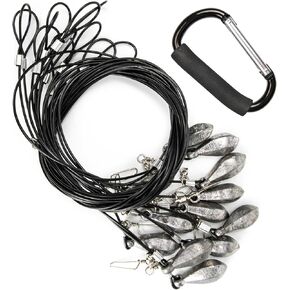 Decoy Rigs Steel Cable with PVC Coated, 12-Pack Waterfowl Decoy Weights Anchors Rigging Kit