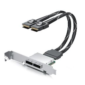 10GTEK MiniSAS HD SFF-8643 to SFF-8088 Dual-Channel Adapter Cable, 12Gbps/6Gbps SAS 3.0/2.0, 30AWG for HBA/Backplane & Legacy Storage, 0.3m/0.98ft