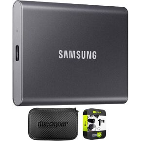 SAMSUNG Portable SSD T7, 4TB External Solid State Drive, Speeds Up to 1,050MB/s, USB 3.2 Gen 2 Bundle with 1 YR CPS Enhanced Protection Pack