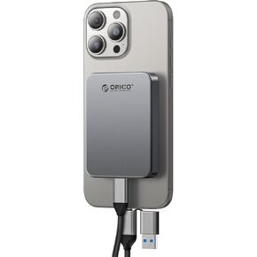 ORICO 1TB Magnetic Portable SSD, Metal Body, 4K 120 fps ProRes HDR Record and Store, Up to 460MB/s, USB C&A 2 in 1 Cable, External SSD Compatible with iPhone 16 Pro Max, Tablet, Computer - K5PLUS in Kuwait