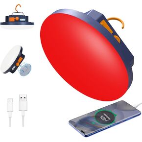 10000mAh Rechargeable Red Light Camping Light Insect Not Attract 4000LM Work Light White/Red/Pink/SOS Brightness Stepless Dimming, IP45 Waterproof Tent Light Power Failure