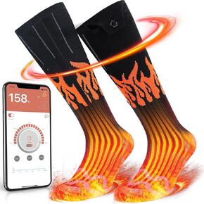 Heated Socks, Rechargeable Heated Socks Women Kids, Battery Powered Socks Electric Socks Foot Warmer with APP Control for Winter Hunting Skiing Hiking (M)