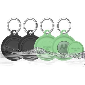 [4 Pack] for Moto Tag Case with Waterproof Cover, Soft Silicone Case for Moto Tag Holder, Full Body Protective Cover for Mototag Tracker, Hidden Mototag Key Finder with Carabiner for Bags Pets