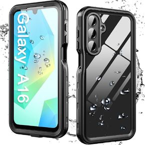 Hllhunkhe for Samsung Galaxy A16 5G Case Waterproof, [IP68 Waterproof Dustproof] [Built-in Screen Protector] Rugged Full Body Underwater Shockproof Protective Cover for Galaxy A16 5G Phone Case Black