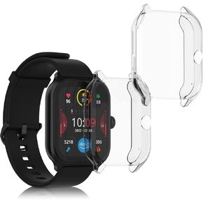 kwmobile Case Compatible with Huami Amazfit GTS 4 Case - 2X TPU Silicone Fitness Tracker Cover - Transparent