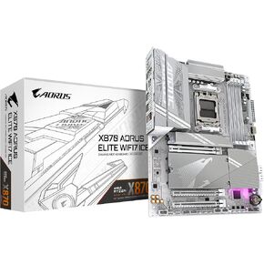 GIGABYTE X870 AORUS Elite WIFI7 ICE Motherboard - Supports AMD Ryzen 9000 CPUs, 16+2+2 Phases Digital VRM, up to 8000MHz DDR5 (OC), 3xPCIe 5.0, Wi-Fi 7, 2.5GbE LAN, USB 4