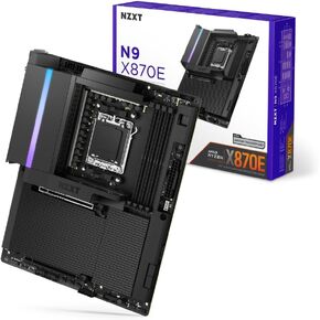 NZXT N9 X870E - AMD X870E AM5 ATX Gaming Motherboard for Ryzen 9000/8000/7000-20+2+1, DDR5, 4X M.2, PCIe 5.0, Wi-Fi 7, 5GbE, USB 4 – Full-Metal Cover, M.2 Quick-Release Latches – Black