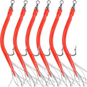 Classic Striped Bass Tube Lures Trolling Tube Fishing Lures Cod Rig Tube Teasers with Stanless Steel Hooks Swivel for Offshore Trolling Bass Cod Big Game Fishing