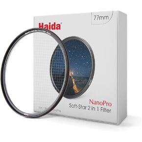 Haida 77mm Soft-Star 2 in1 Effect Filter Screw-in Optical Glass Filter for Camera Lens 4 Point Star + Soft Focus (Nanopro-Series)