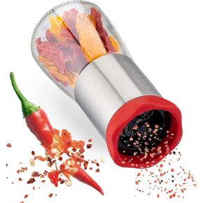 ZOLMER® Chili Pepper Grinder Stainless steel & glass | Hot pepper grinder cutting unit for coarse spices & chili with aroma protection lid