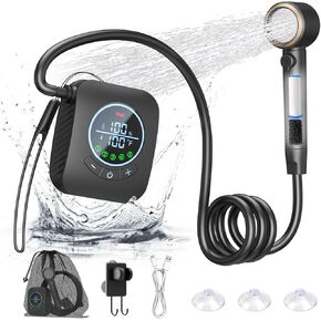 Portable Shower – 8000mAh Rechargeable Camping Shower, 6.0L/min Portable Shower Pump, Outdoor Shower for Camping, Hiking, Traveling, Washing