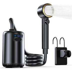 Portable Camping Shower, Upgraded Outdoor Shower with 10 Gear Switching, Fahrenheit Display & 8000mAh Rechargeable Battery Pump IPX8 Waterproof for Camp, Hiking, Car Washing