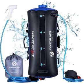 Camping Shower Bag, 5 Gal/20L TPU Material Portable Shower Bag with Foot Pump and Press-Type Shower Nozzle for Camping Beach Swimming Outdoor Traveling Hiking
