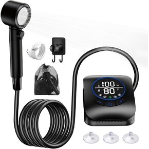 Portable Shower for Camping - 8000mAh Rechargeable Camping Shower with Filter,4 Spray Mode,Extra Long Hose,IPX8 Waterproof Outdoor Shower Pump Kit for Camping,Travel,Hiking,Beach,Car,Pet