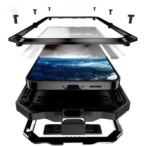 for Google Pixel 9 Pro XL Case Metal Heavy Duty Phone Case para Built-in Screen Protection Full Body Protective Dust Proof Military Grade Rugged 2024 Black