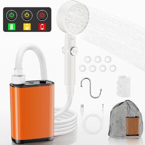 Catlyn Portable Camping Outdoor Shower Kit with 4000mAH Rechargeable Electric Intelligent Display Shower Pump IPX7 Waterproof for Outside Hiking Dog Bath Beach Traveling Car Washing