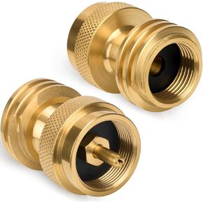 2 Pack 1lb Propane Tank Adapter, 20lb to 1lb Converter, Hook Up Small Propane Tanks When 20lb Ran Out, Solid Brass
