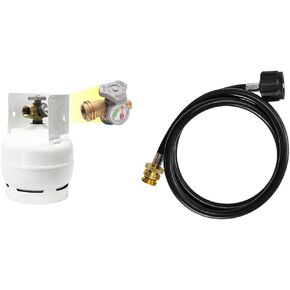 Flame King 3lb Steel Propane Tank with Gauge and OPD Valves and 4-Feet Adapter Hose Converter for 1LB Appliance to 20lb Tank