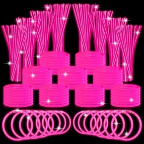 Libima 600 Pcs Glow Sticks Bulk with 600 Connectors 8 Inch Glow Stick Necklaces Glow Stick Bracelets Bulk Glow in the Dark Party Supplies for Easter Christmas New Year (Pink)