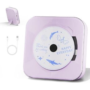 Light Purple Audio CD Player with Speakers for Home Decor (CD909)