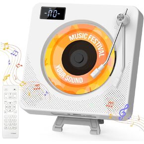 Desktop CD Player: CD Player Portable with Bluetooth Converter Rocker Switch,Wall Mountable Music Player with Remote Control Built-in HiFi Speakers LCD Display/Headphone Jack/USB/TF Card for Home