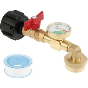 Solid Brass Propane Refill Adapter QCC1 Propane Refill Adapter with Valve and Gauge Reusable 90 Degrees Refill Pressure Adapter for Filling 1 lb Bottles Camping Grill in Kuwait