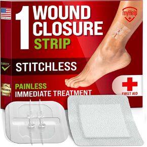 Emergency Wound Closure Strips - 24pk - 3 Types Easy to Use Butterfly Bandages - Stitchless & Painless Laceration Closure Kit