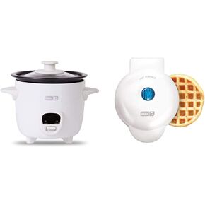 DASH Mini Rice Cooker and Mini Waffle Maker Bundle | Make Rice, Oatmeal and Waffles